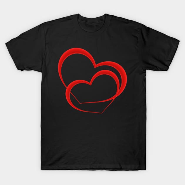 Two red hearts intertwined T-Shirt by RosNapier